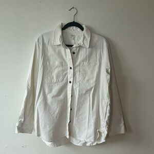 J. Crew Shacket w Pockets White Corduroy Oversized button down shirt nwot